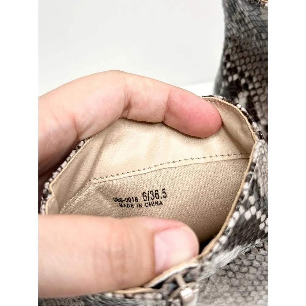 Chinese Laundry Snakeskin Print Block Heel Ankle Boots Grey‎ Black Size 6